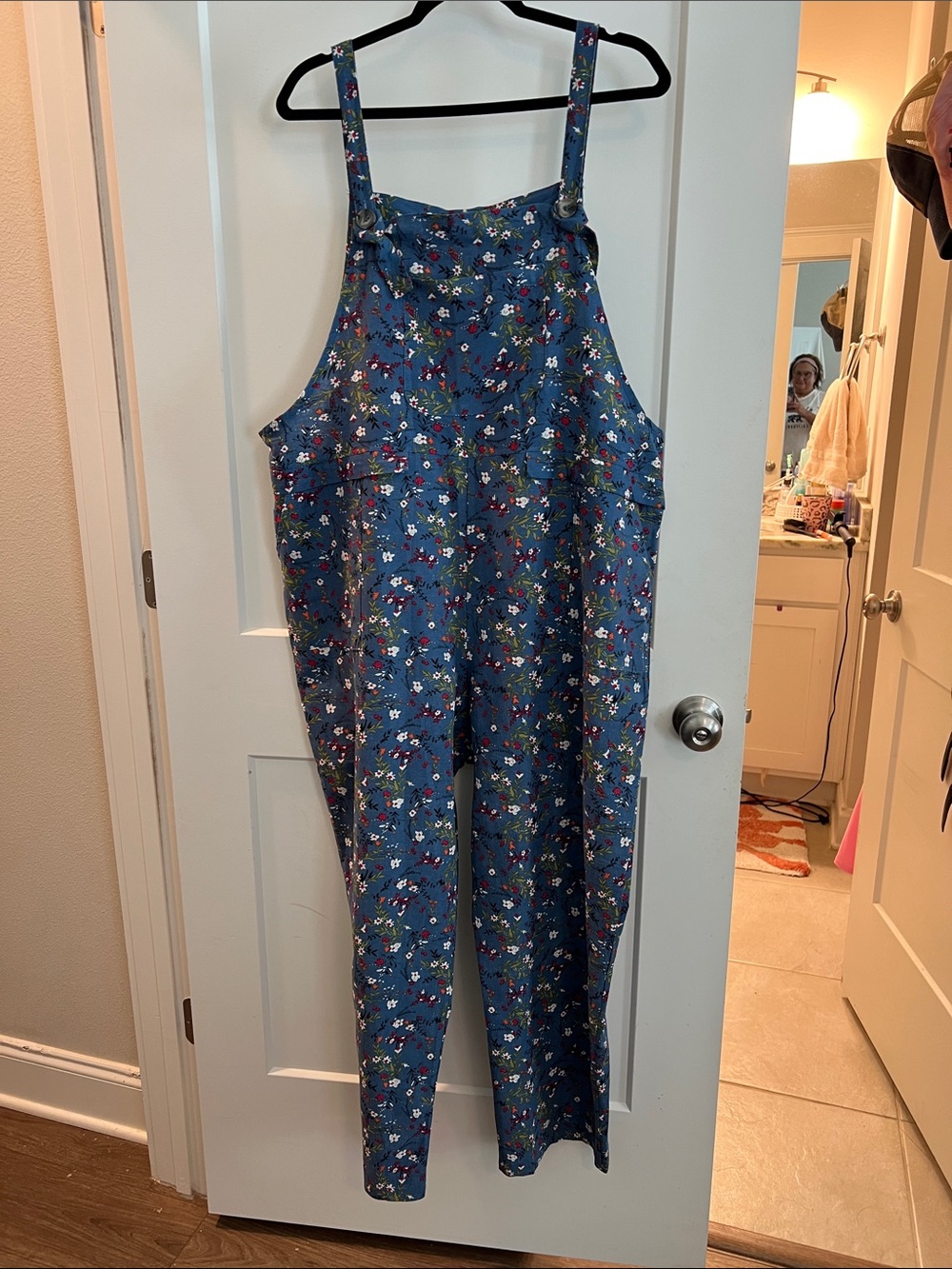 Blue Floral Overalls Jumpsuit